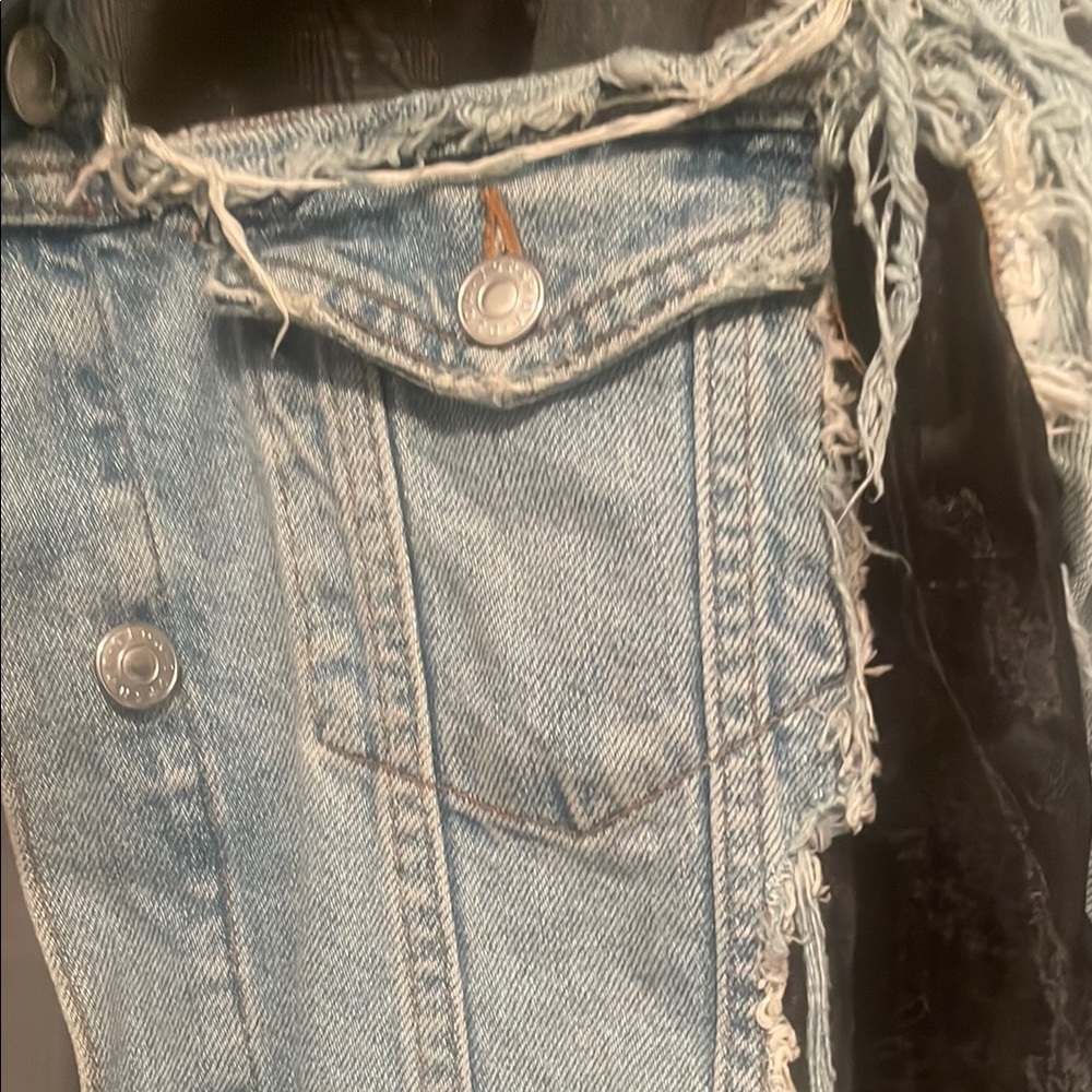 Topshop Blue Jean Jacket Modern Two-Tone Design - Picture 5 of 6